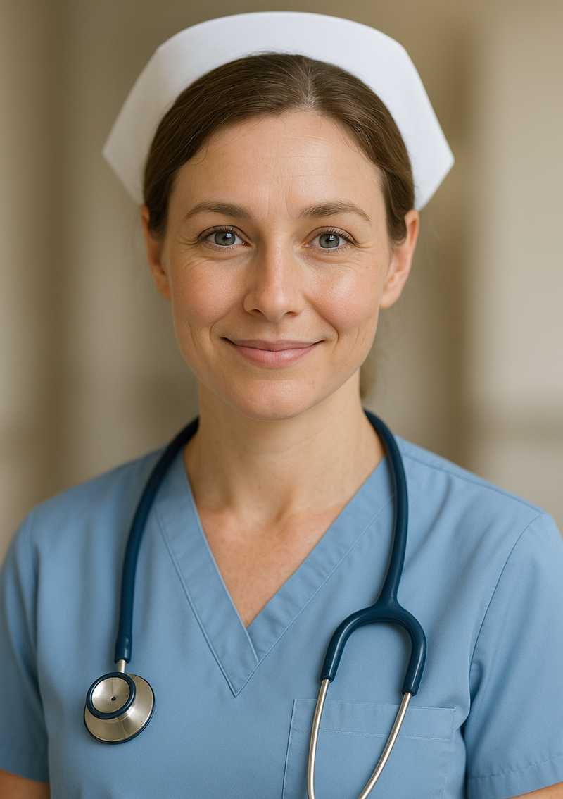 Smiling Nurse with Stethoscope around her neck